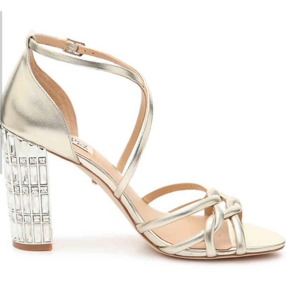 Badgley Mischka Shoes - Badgley Mischka Soria Metallic Rhinestone Heels | 9